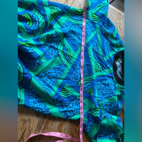 Vtg 80s Private Club Top Skirt Set Multicolor Lg Green Blue Turquoise Retro - Picture 5 of 15
